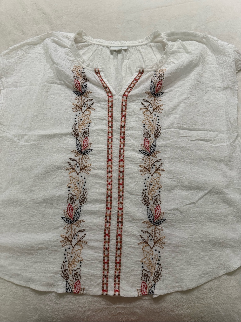 J Jill White Boho Style Top Size Medium D78